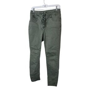 We The Free Jeans Womens 27 Green High Rise Skinny Lace Up Stretch Denim Pants